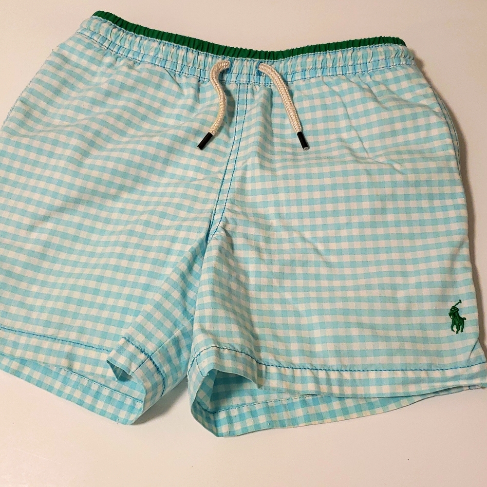 Polo Ralph Lauren 6 blue checker swim shorts trunks